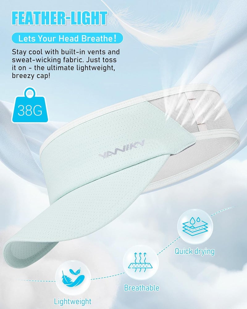 YANIKY Sports Sun Visor Hats for Women Men Lightweight Breathable Cooling Stretchy Visors Foldable UPF 50+ for Running Tennis Golf - Image 5